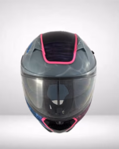 Motorradhelm mit Airbrush Lackierung: Streetart vs. Japan. Ansicht vorne.
